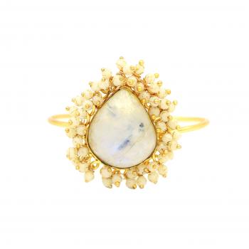 Nickel Free Gold Plated Rainbow Moon Stone Seated -Bracelet